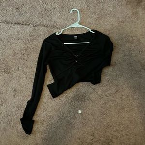 Heart cutout black crop top
